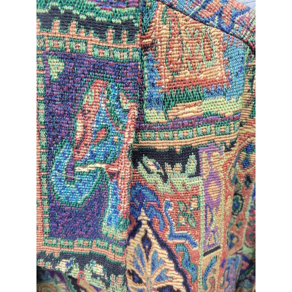 White Stag Jacket Art Deco‎ Style Tapestry Blazer Oversized Coat Sz 24 - Picture 6 of 16